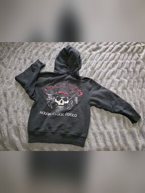 Kids Small 4/5 Skull Rodeo Graphic Hoodie in Black with Red Accents